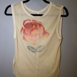 Free People Yellow Tank with Flower Design
